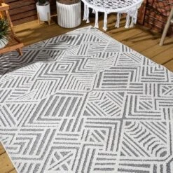 Jordan High-Low Pile Art Deco Geometric Indoor/Outdoor Area Rug - JONATHAN Y -Home Improvement Store GUEST 3cfd60a9 0a7c 4c36 a646 b8148af4f9a6