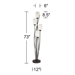 Franklin Iron Works Modern Floor Lamp 4-Light Tree 73" Tall Ginger Black Tulip White Cased Glass Shades For Living Room Bedroom Uplight -Home Improvement Store GUEST 3d1ce216 5a3f 4640 90c8 f8dbed035ff3