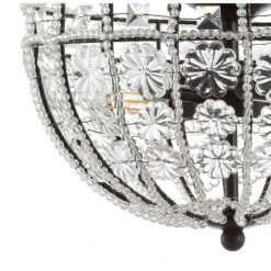 12" LED Metal/Acrylic Crystal Flower Semi Flush Mount Black/Clear - Jonathan Y -Home Improvement Store GUEST 3e9304bf 2d7a 45f9 a19e 7052a30bbd5d