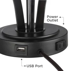 360 Lighting Heather Modern Accent Table Lamps Set Of 2 With Round Risers 22 1/2" High Iron USB And AC Power Outlet In Base Off White Glass For Desk -Home Improvement Store GUEST 3f7aaec5 d80e 48c4 ab27 797cfc5d55bd