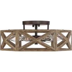 Possini Euro Design Moorcroft Modern Farmhouse Ceiling Light Semi Flush Mount Fixture 14 1/2" Wide Dark Wood Bronze 6-Light Hexagon Frame For Bedroom -Home Improvement Store GUEST 3fcfecec 6bc4 4202 84b2 34ef0f2bbf99