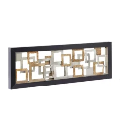 Metal Geometric Square Ribbon Wall Decor With Black Frame Gold - Olivia & May -Home Improvement Store GUEST 3ff02978 7c91 4858 89cf 62213e0b30f8