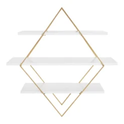 30.5" X 31.75" Daxton Wood And Metal Wall Shelf White - Kate & Laurel All Things Decor