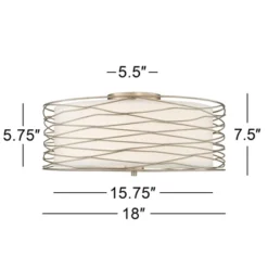 Possini Euro Design Modern Ceiling Light Flush Mount Fixture Antique Silver Leaf 18" Wide Wavy Spun White Drum For Bedroom Kitchen -Home Improvement Store GUEST 4112a4ed 7d59 4dbe 993c c95c22d4de5b