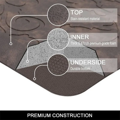 J&V TEXTILES 20" X 55" Oversized Cushioned Anti-Fatigue Kitchen Runner Mat (Black Leaves) 4 J&V TEXTILES 20" X 55" Oversized Cushioned Anti-Fatigue Kitchen Runner Mat (Black Leaves) - Image 2