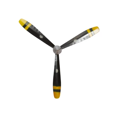31" X 27" Metal Airplane Propeller 3 Blade Wall Decor With Aviation Detailing Black - Olivia & May 6 31" X 27" Metal Airplane Propeller 3 Blade Wall Decor With Aviation Detailing Black - Olivia & May - Image 4