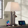 Possini Euro Design Deacon Modern Desk Table Lamp 26" High Bronze With USB And AC Power Outlet In Base LED Reading Light Oatmeal Shade For Office Desk -Home Improvement Store GUEST 46b1f895 ae24 4503 a712 2940ef37d739