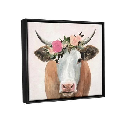 Stupell Industries Springtime Flower Crown Farm Cow With Horns 4 Stupell Industries Springtime Flower Crown Farm Cow With Horns - Image 2