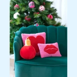 Shiraleah Pink And Red Lips Pillow