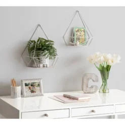 2pc Prouve Decorative Geometric Metal Shelves Silver - Kate & Laurel All Things Decor -Home Improvement Store GUEST 4bb35a50 05ef 41db a25a eb4e92fbc968