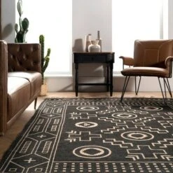 5'x8' Gretel Geometric Motif Jute Tassel Area Rug Black - NuLOOM -Home Improvement Store GUEST 4d626fc7 ca87 4733 af7c 54d0c7f95574