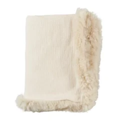 Saro Lifestyle Plush Lamb Fur Border Linen Throw Blanket -Home Improvement Store GUEST 50592a34 6372 4e18 ae04 5e8e23e59765