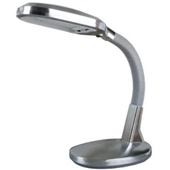 Hastings Home Natural Sunlight Desk Lamp With Adjustable Gooseneck For Home And Office - Silver