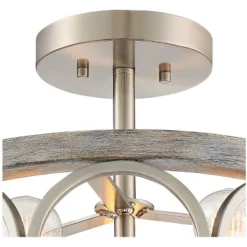 Franklin Iron Works Salima Rustic Farmhouse Ceiling Light Semi Flush Mount 16" Wide Brushed Nickel Gray Wood 3-Light LED For Bedroom Living Room House -Home Improvement Store GUEST 525e1792 2bf2 45aa 8272 2732f0c87a38