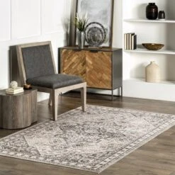 NuLOOM Eira Medallion Stain-Resistant Machine Washable Area Rug