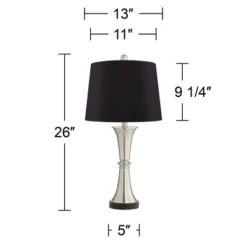 360 Lighting Seymore Modern Table Lamps 26" High Set Of 2 Silver With USB Charging Port LED Touch On Off Black Faux Silk Drum Shade For Bedroom Desk -Home Improvement Store GUEST 55412ef0 d3d6 4b5d 8249 88398273a629