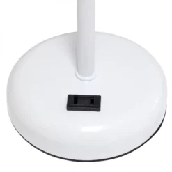 19.5" Bedside Power Outlet Base Metal Table Desk Lamp In White With Aqua Blue Fabric Shade - Creekwood Home -Home Improvement Store GUEST 55e76455 5f76 4114 b613 3d65b122caa6