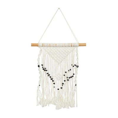 Set Of 3 Cotton Macrame Handmade Intricately Weaved Wall Decors With Beaded Fringe Tassels Cream - The Novogratz 6 Set Of 3 Cotton Macrame Handmade Intricately Weaved Wall Decors With Beaded Fringe Tassels Cream - The Novogratz - Image 4