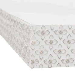 Small Embossed Wood Floating Decorative Wall Shelf White - American Art Decor -Home Improvement Store GUEST 5625bd67 d18e 4d83 8644 6d407b56f919