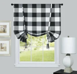 Kate Aurora Country Farmhouse Buffalo Plaid Gingham Single Tie Up Window Curtain Shades -Home Improvement Store GUEST 5b0d484e 39cd 4e03 94d3 677f3eeb14c4