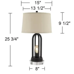 360 Lighting Marcel Industrial Table Lamps Set Of 2 With Round Risers 24 1/4" High Black LED Nightlight USB Port Natural Shade For Living Room Desk 15 360 Lighting Marcel Industrial Table Lamps Set Of 2 With Round Risers 24 1/4" High Black LED Nightlight USB Port Natural Shade For Living Room Desk -Home Improvement Store GUEST 5b3d7b39 5f05 45b5 b671 1935b16b1722