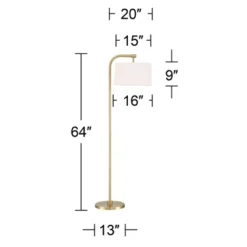 360 Lighting Modern Art Deco Arc Floor Lamp 64" Tall Warm Gold Metal White Fabric Drum Shade For Living Room Reading Family Bedroom Office House Home -Home Improvement Store GUEST 5c076865 3961 4bbd 854b 372665c3cad7