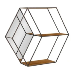 26" X 7" X 23" Lintz Hexagon Shelves With Mirror - Kate & Laurel All Things Decor -Home Improvement Store GUEST 5c86e072 1e7d 4d45 ad04 36c3f0729a96