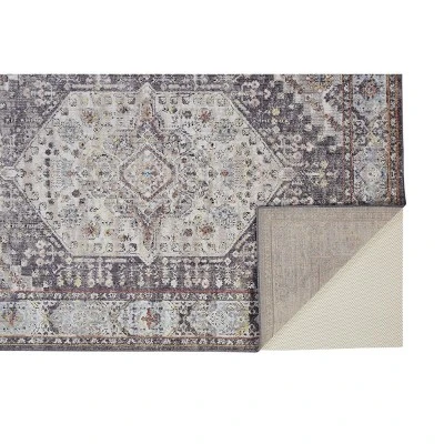 Armant Traditional Medallion, Purple/Gray/Ivory, 2' X 3' Accent Rug 7 Armant Traditional Medallion, Purple/Gray/Ivory, 2' X 3' Accent Rug - Image 5