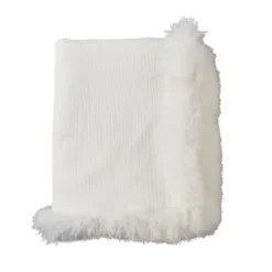 Saro Lifestyle Plush Lamb Fur Border Linen Throw Blanket -Home Improvement Store GUEST 5cf52ad1 af56 404b 9646 fe1bf6f301ac