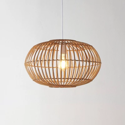 17.5" 1-Light Leo Farmhouse Coastal Rattan LED Pendant Brown - JONATHAN Y 5 17.5" 1-Light Leo Farmhouse Coastal Rattan LED Pendant Brown - JONATHAN Y - Image 3