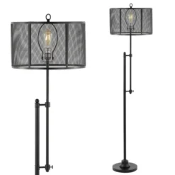 64.5" Noah Modern Industrial Iron Height-Adjustable LED Floor Lamp Black (Includes LED Light Bulb) - JONATHAN Y -Home Improvement Store GUEST 5ded7a55 0466 4ccf ac33 e50300cf2efd