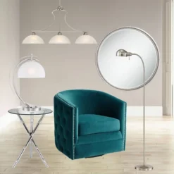 360 Lighting Ridley Modern Floor Lamp Standing 61" Tall Satin Nickel Metal Adjustable Gooseneck Arm For Living Room Reading Bedroom Office House Home -Home Improvement Store GUEST 612ac612 cf79 4957 a03e 387361ba256a