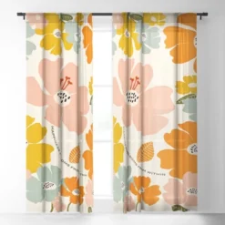 Gale Switzer Happiness Blooms Single Panel Sheer Window Curtain - Deny Designs