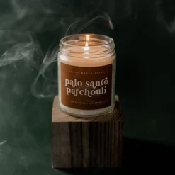 Sweet Water Decor Palo Santo Patchouli Rust Label 9oz Clear Jar Soy Candle -Home Improvement Store GUEST 649bf94e 6bb4 4a95 8803 371fc8bbd491
