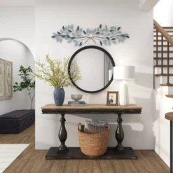 15" X 52" Metal Leaf Wall Decor With Gold Accent Blue - Olivia & May 29 15" X 52" Metal Leaf Wall Decor With Gold Accent Blue - Olivia & May -Home Improvement Store GUEST 64db2a1d 433b 4410 a44a ed27c6793ff8