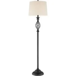 Franklin Iron Works Annie Rustic Floor Lamp With Black Riser 67 1/2" Tall Bronze Iron Scroll Cream Hardback Drum Shade For Living Room Bedroom Office -Home Improvement Store GUEST 65331db8 0f78 45f2 87cb b9a16795758e