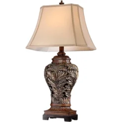 Barnes And Ivy Traditional Table Lamps 32.5" Tall Set Of 2 Bronze Curling Leaves Tan Rectangular Shade For Living Room Family Bedroom Bedside -Home Improvement Store GUEST 6559d7a9 43b5 4e10 aac6 682e11f17a8b