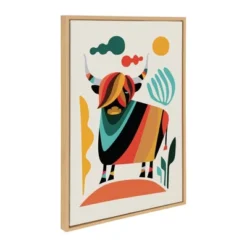 22" X 33" Sylvie Cow Framed Canvas Wall Art By Rachel Lee Natural - Kate And Laurel