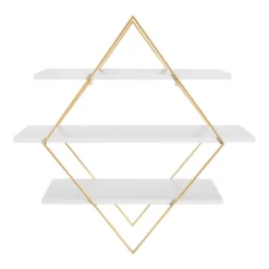 30.5" X 31.75" Daxton Wood And Metal Wall Shelf White - Kate & Laurel All Things Decor -Home Improvement Store GUEST 66d3f7ed cee2 4187 84fa 00ed307c5398