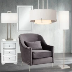 Possini Euro Design Concentric Brushed Nickel Pendant Chandelier 25" Wide Modern White Fabric Drum 4-Light For Dining Room House Foyer Kitchen Island -Home Improvement Store GUEST 66d9ba0e 4c64 4047 86d2 6dca93c49a1a