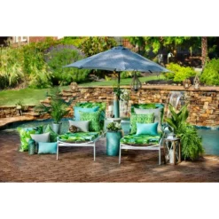 16.5" 2pk Lush Leaf Jungle Throw Pillows Green - Pillow Perfect