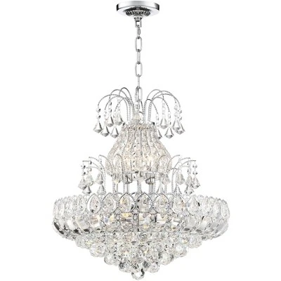 Vienna Full Spectrum Calylah Chrome Chandelier 21 1/2" Wide Modern Tiered Crystal 8-Light Fixture For Dining Room House Foyer Kitchen Island Entryway 7 Vienna Full Spectrum Calylah Chrome Chandelier 21 1/2" Wide Modern Tiered Crystal 8-Light Fixture For Dining Room House Foyer Kitchen Island Entryway - Image 5