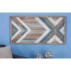 Wood Geometric Handmade Southwestern Wall Decor Gray - Olivia & May