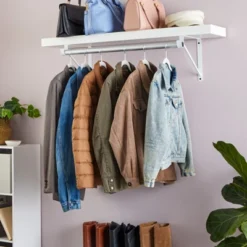 Okuna Outpost 4 Pack White Shelf Brackets With Rod Holder, Heavy Duty Floating Closet Hanger For Clothes, Shoes, 12.5 X 1 X 9.5 In -Home Improvement Store GUEST 6e41022f 87c5 49f7 8ea9 49619e1d3678