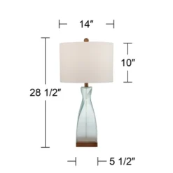 360 Lighting Ryan Modern Coastal Table Lamps 28 1/2" Tall Set Of 2 Blue Glass White Drum Shade For Bedroom Living Room Bedside Nightstand Office House -Home Improvement Store GUEST 6e6ed1c2 6249 496d ae36 0c442292a351