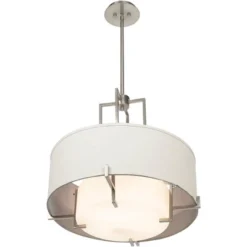 Possini Euro Design Concentric Brushed Nickel Pendant Chandelier 25" Wide Modern White Fabric Drum 4-Light For Dining Room House Foyer Kitchen Island -Home Improvement Store GUEST 6ede5d12 b6eb 4273 8e6a ff58c9353118