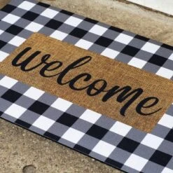 Mind Reader Polyester Buffalo Check Design Doormat With Non-Slip Rubber Bottom, Checkers Mat, Checkers Welcome, 17.72" X 29.45" -Home Improvement Store GUEST 6fb021d4 e1b1 4917 a073 1f828af0bc83