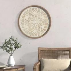 Leah Round Two-Tone Medallion Wall Decor Natural/White - Madison Park -Home Improvement Store GUEST 701a29c2 b2f3 40da 8f60 302c8486f6ff
