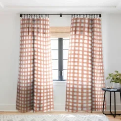 Little Arrow Design Co Watercolor Plaid Terracotta Single Panel Sheer Window Curtain - Deny Designs -Home Improvement Store GUEST 701ef681 72da 42ec 938a 1d88054af88f