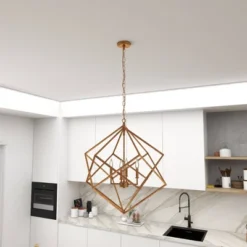 Modern Metal Chandelier With Link Style Chain Gold - Olivia & May -Home Improvement Store GUEST 7114232e 1e31 4a19 be4a 80e45d74e35c